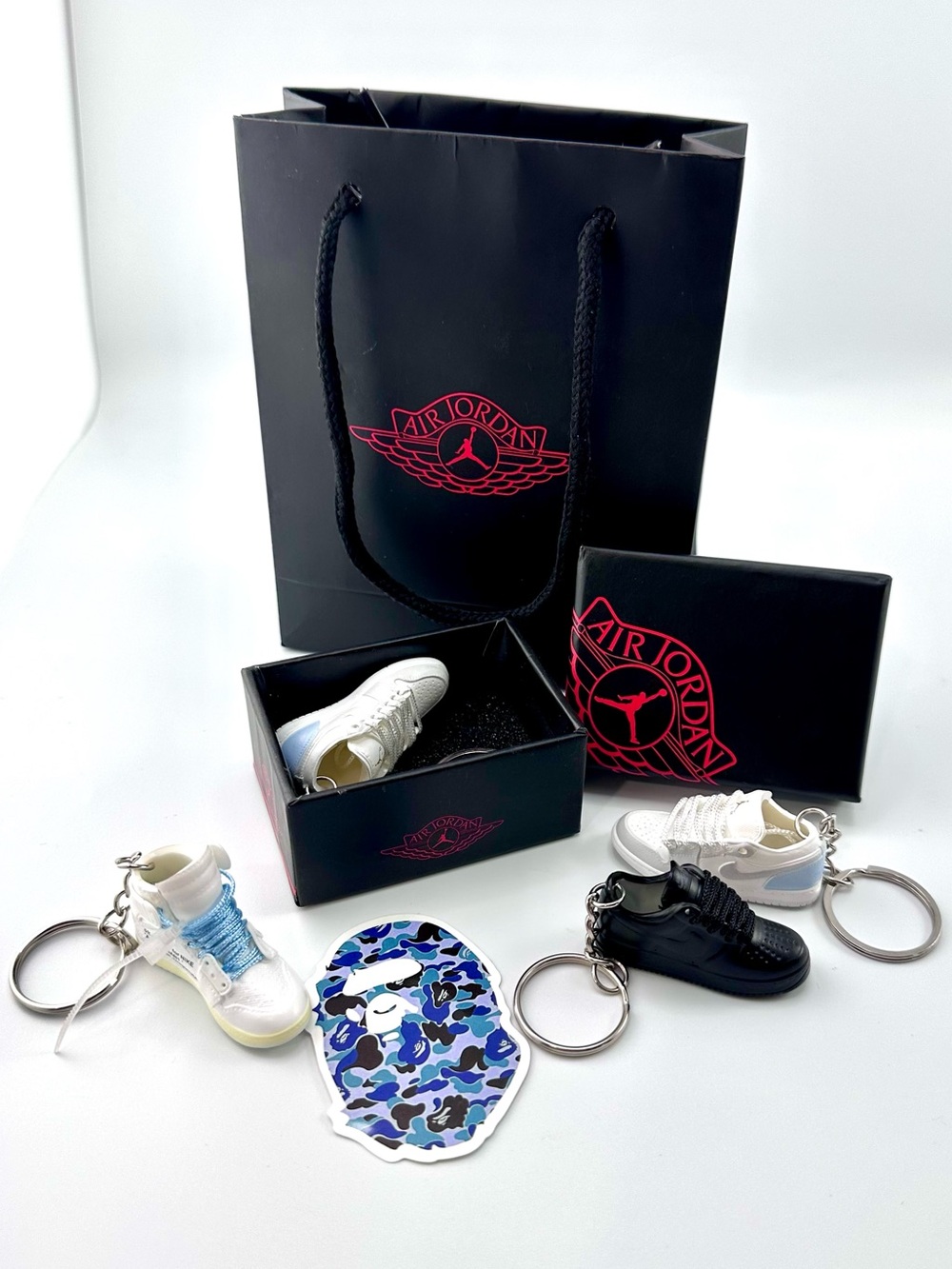 Air Jordan Mini Sneaker Keychain Gift Set w/ Mini Box & Bag
